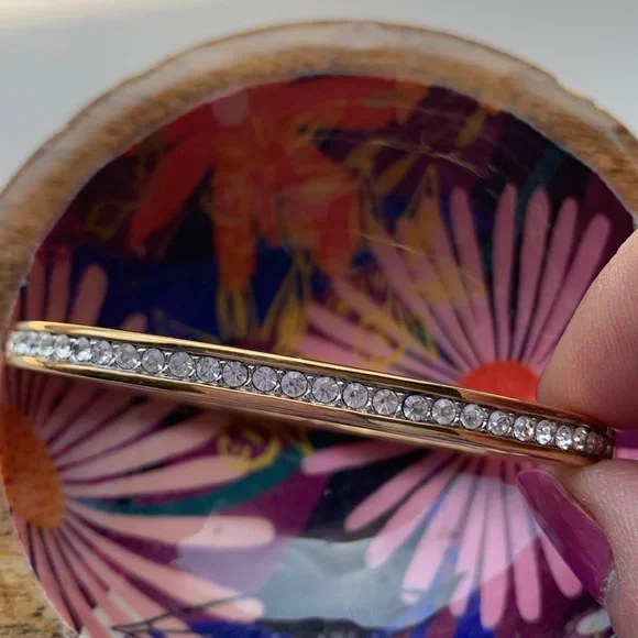 Swarovski Crystal Pave Gold Bangle Bracelet - Picture 8 of 8